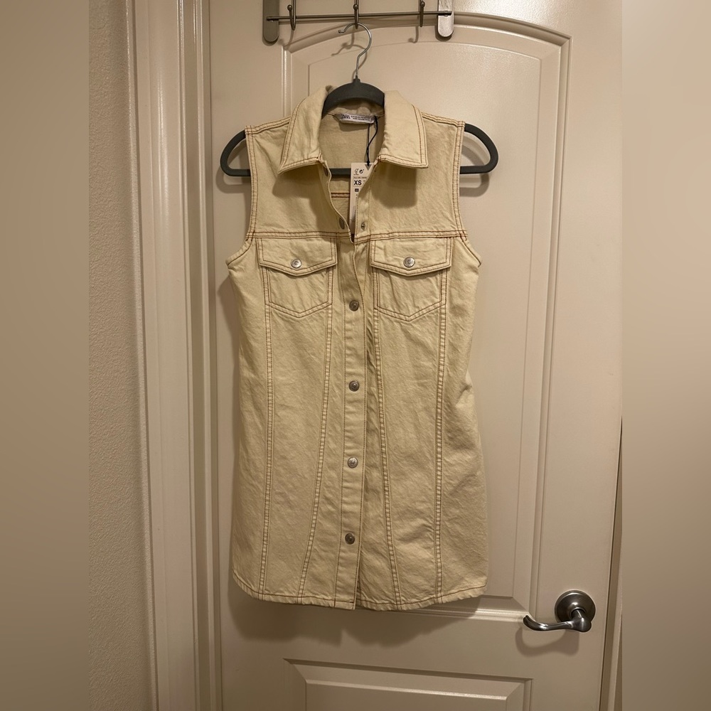 Zara White Denim Dress
